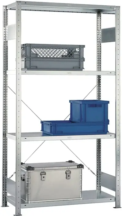 Steckregal H2000xB1000xT400mm Anbaur.verz.1 Rahmen,4 Fbd.Trgf.150kg Feldl.1650kg Mega-Angebot