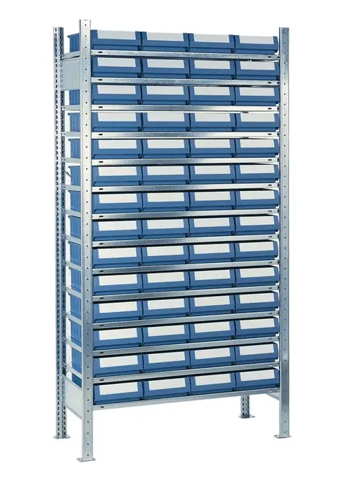 Steckregal H2000xB1000xT500mm Anbauregal 14 Stahlböden 56 x 8 Billig