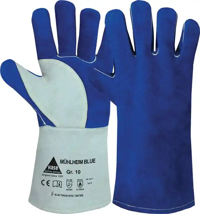 Top-Preis Schweißerhandschuhe Mühlheim Blue Gr.10 blau/grau Rindspaltleder VE: 6 Paare