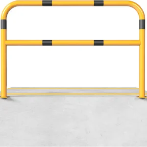 Begrenztes Angebot Schutzbügel Ø 60 mm, mit Knieholm, gelb/schwarz, Dübelbefestigung