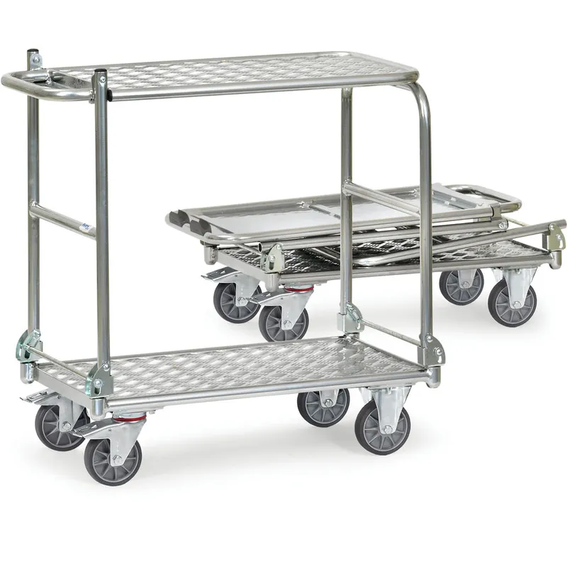 Billig fetra Alu-Klapptischwagen 1180/1 mit 2 Bügeln und klappbarer Tischplattform