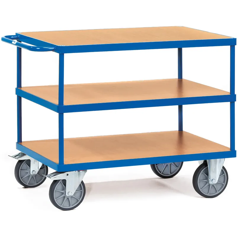 Begrenztes Angebot fetra Schwerer Tischwagen mit wahlweise 3 oder 4 Böden aus Holz