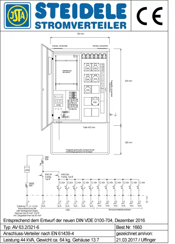 Top-Preis Steidele Anschlussverteilerschrank AV 63.2/321-6