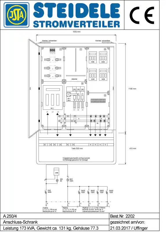 Steidele Anschlussschrank A 250/4 Rabatt