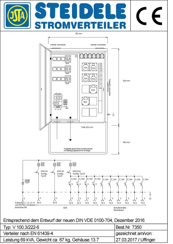 Steidele Verteilerschrank V 100.3/222-6 Nur Für Kurze Zeit