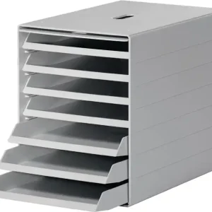 Schubladenbox 7 Schubl.m.versenkbarer Frontklappe grau H322xB250xT365mm DURABLE Preisreduziert