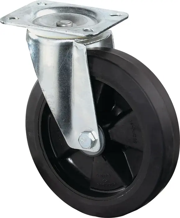 Lenkrolle D.200mm Trgf.300kg Elastikgummi Platte L135xB110mm BS ROLLEN Abverkauf