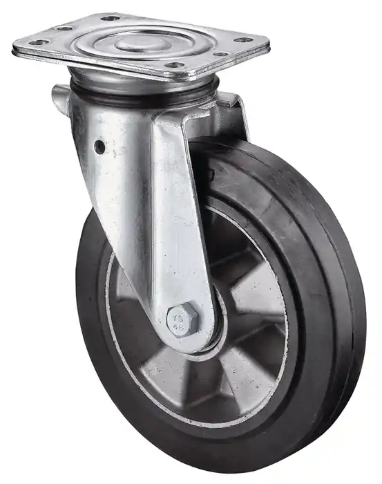 Schwerlastlenkrolle D.125mm Trgf.220kg Elastikgummi 138mm 110mm BS ROLLEN Markenprodukt