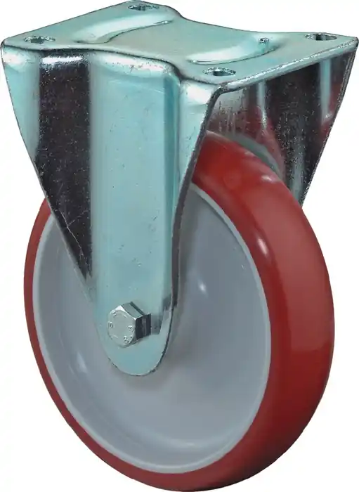 Zertifiziert Bockrolle D.125mm Trgf.175kg Polyurethan,rot Platte L104xB80mm BS ROLLEN