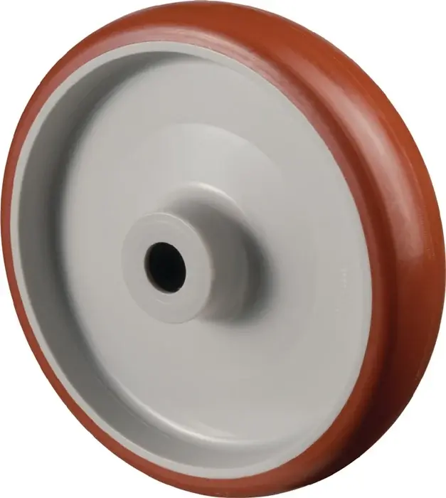 Ersatzrad D.150mm Trgf.280kg Polyurethan,rot Achs-D.15mm Nabenl.44mm BS ROLLEN Kracherpreis