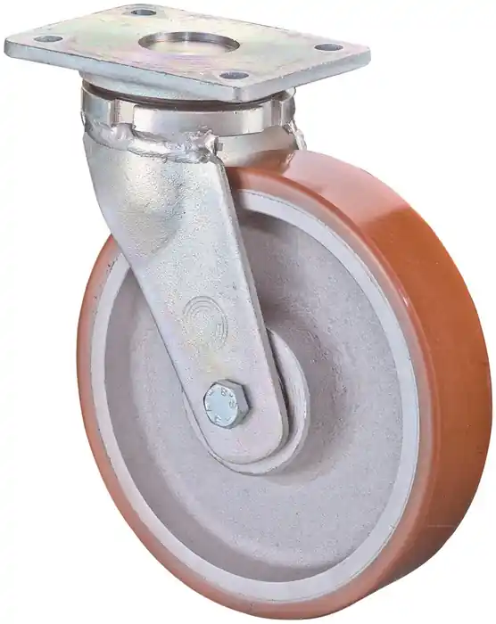Schwerlast-Lenkrolle D.150mm Trgf.800kg Guß-PU Platte L138xB110mm BS ROLLEN Sofort Bestellen