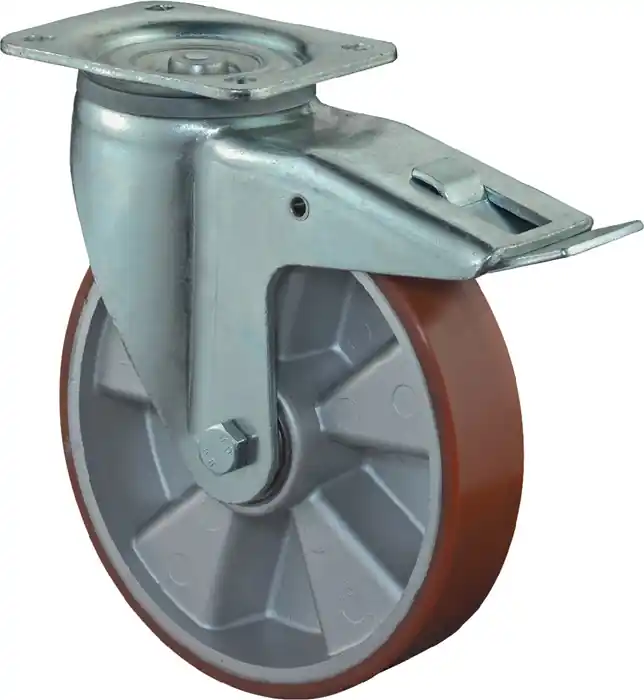 Jetzt Bestellen Schwerlastlenkrolle D.200mm Trgf.800kg m.Festst.Guß-PU 135mm 110mm BS ROLLEN