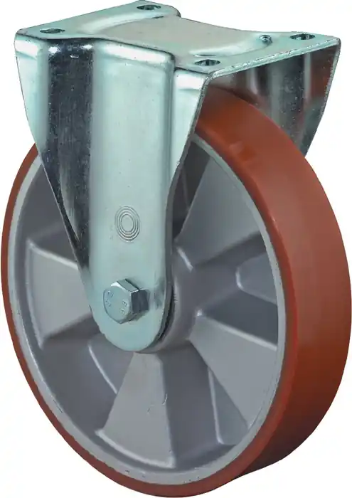 Abverkauf Schwerlast-Bockrolle D.150mm Trgf.550kg Guß-PU 135mm 110mm BS ROLLEN