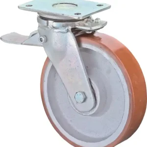 Zertifiziert Schwerlastlenkrolle D.250mm Trgf.1200kg m.Festst.Guß-PU 138x110mm BS ROLLEN