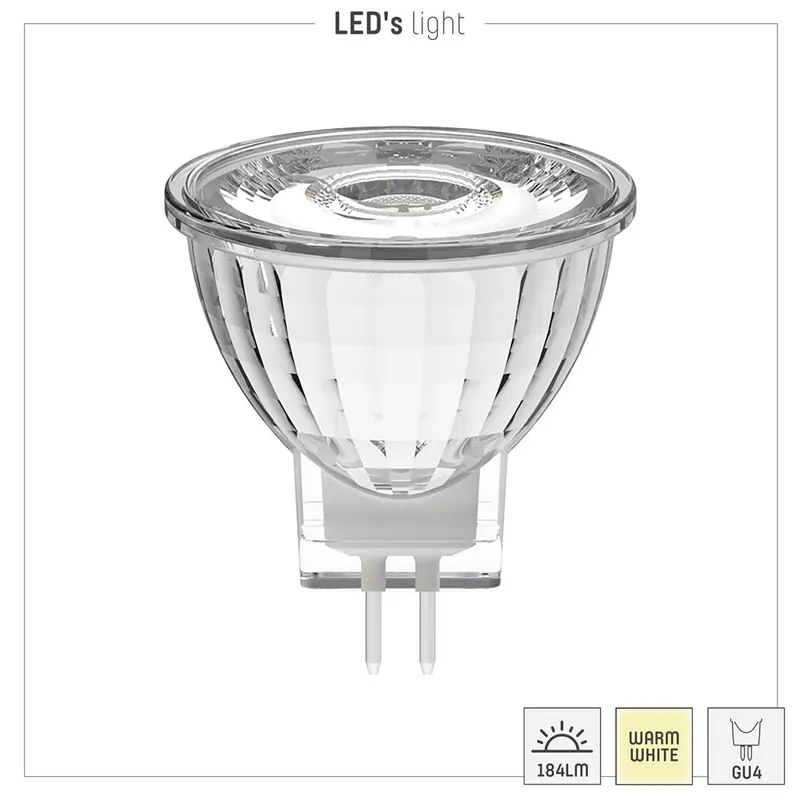 Letzte Chance Led SMD Leuchtmittel - Spot MR11 GU4 2,3W 184lm 2700K Klar 36°