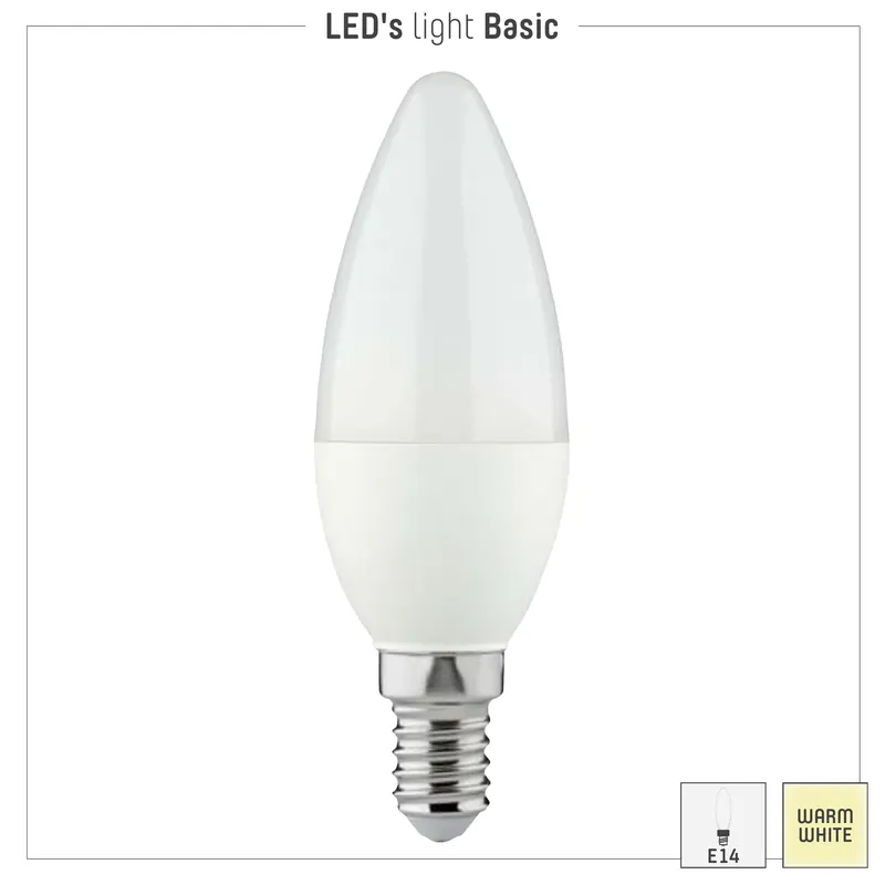 Led SMD Leuchtmittel - Kerze C37 E14 4,5W 470lm 2700K Opal 150° Neu