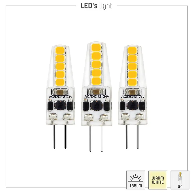 Markenprodukt Led SMD Leuchtmittel - Kapsel G4 1,8W 185lm 2700K Klar 330° - 3erSparpack