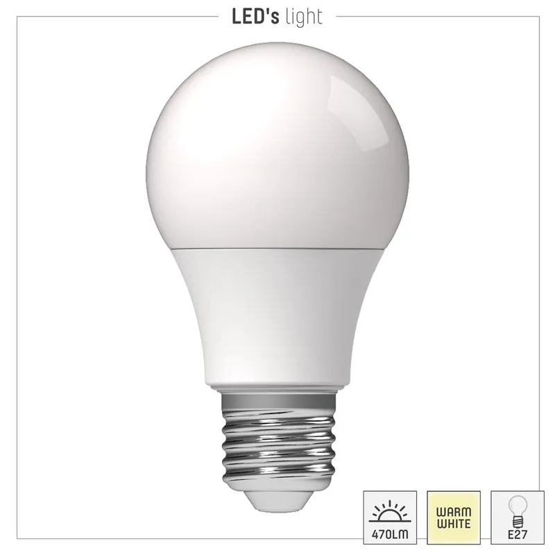 Led SMD Leuchtmittel - Klassisch A60 E27 4,9W 470lm 2700K Opal 180° Neuheit