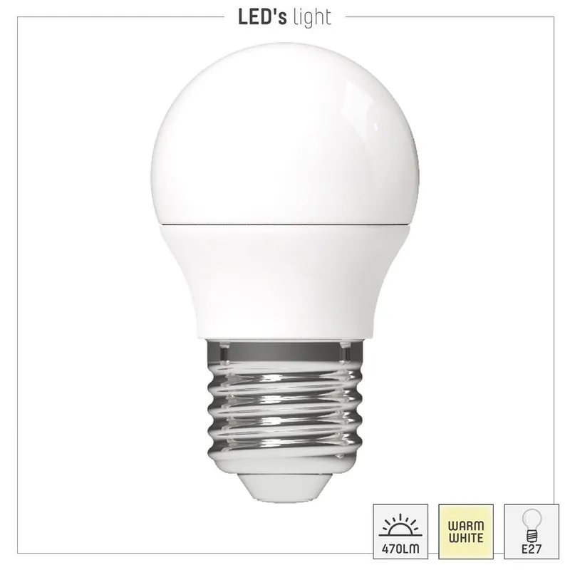 Led SMD Leuchtmittel - Globe G45 E27 4,9W 470lm 2700K Opal 150° - 3erSparpack Saisonangebot