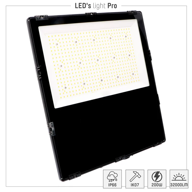 Markenware Strahler - 200W 32000lm 4000K IP66 - CREE LED - Sosen Netzteil - Schwarz