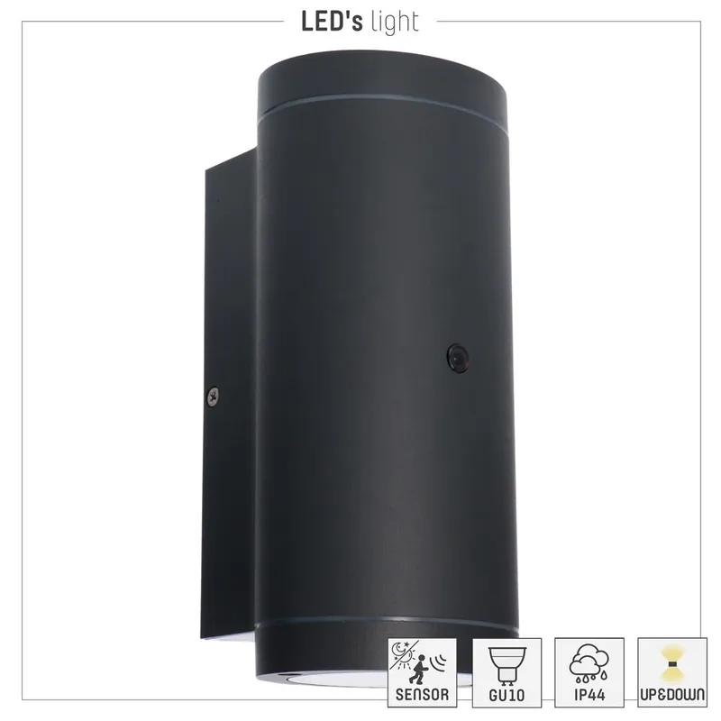 LED outdoor - wandleuchte Kendall - 2xGU10 IP44 - Sensor - Anthrazit Jetzt Bestellen