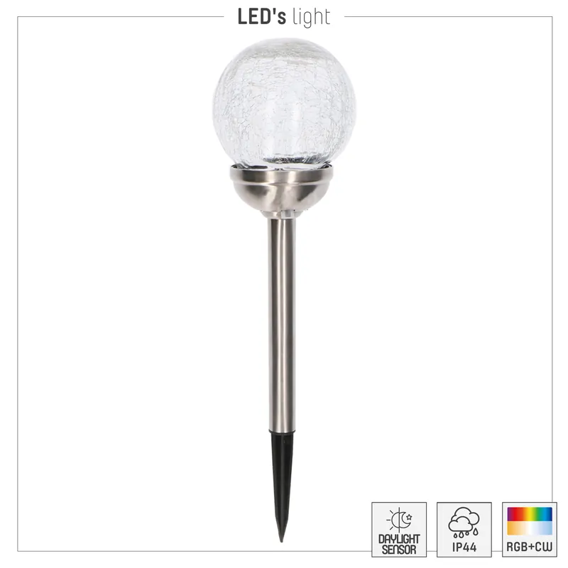 Solar outdoor licht mit erdspieß 2lm 6500K + RGB IP44 - Sensor - RostfreierStahl Preisreduziert