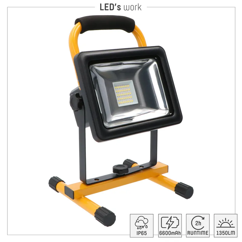 Neue Kollektion Aufladbare Arbeitsleuchte - 20W 1350lm 6000K IP65 - Lithium-Ionen - 48,84Wh