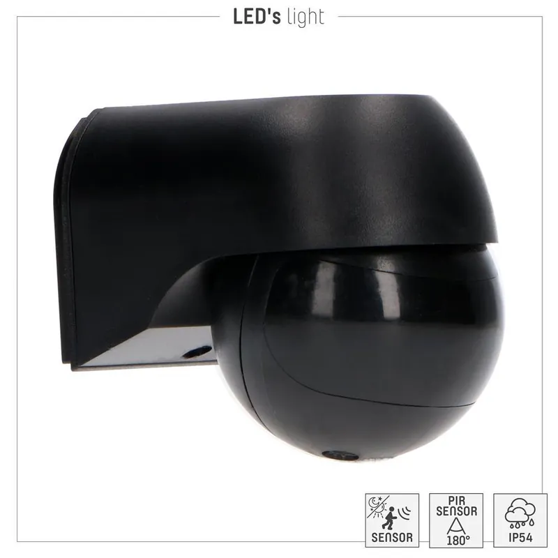 Wandsensor - PIR 180° IP54 - Schwarz - Fernbedienung Kracherpreis