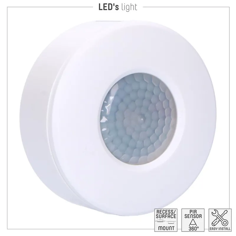 2-in-1 Decke Bewegungsmelder - PIR 360° IP20 Ø73mm - Weiß Schneller Versand