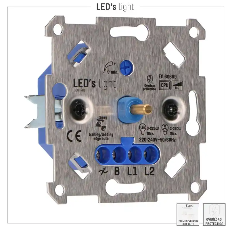 Sonderaktion Universal Dimmer - 250W - Auto Phasenanschnitt / Phasenabschnittsteuerung - 2-Draht-Systeme