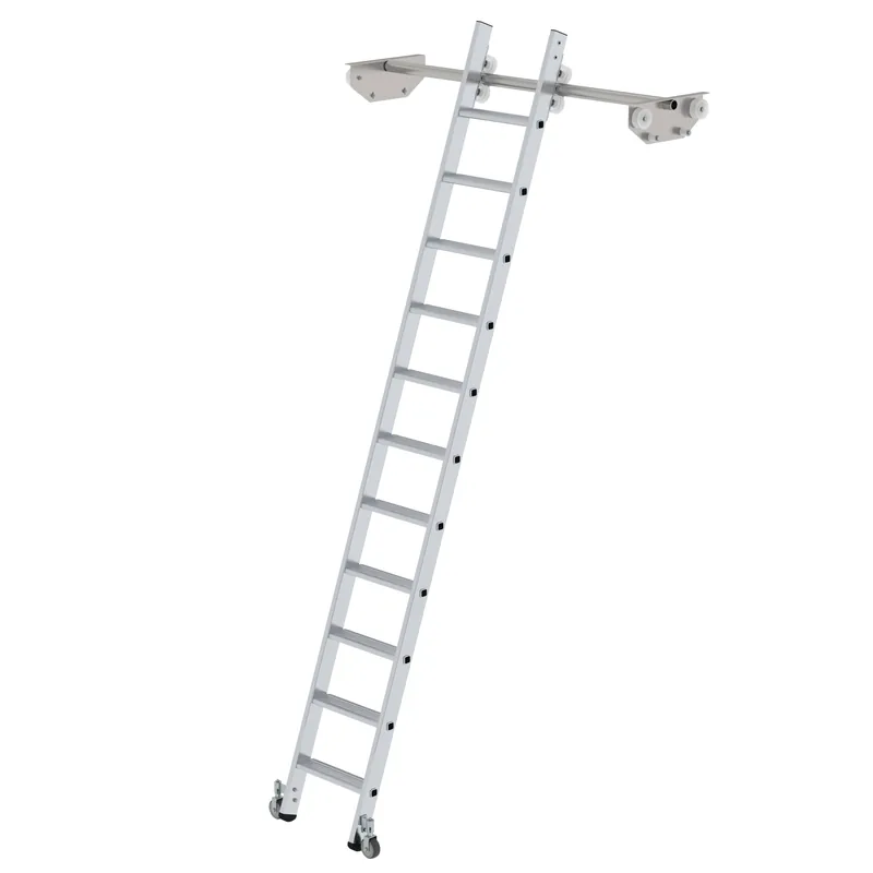 Saisonangebot MUNK Stufen-Regalleiter fahrbar für Doppelregal 11 Stufen