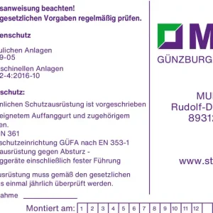 MUNK Kennzeichnungsaufkleber für Steigschutzeinrichtung Günstig