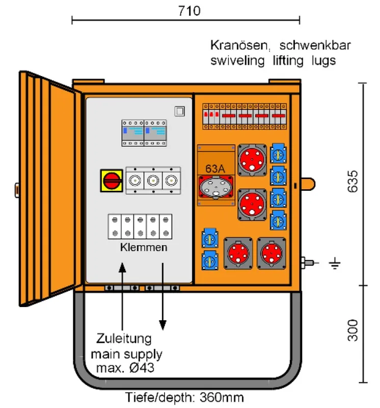 Merz Verteilerschrank M-VEV 63/221-6/V2/X - 44 kVA Neue Ware