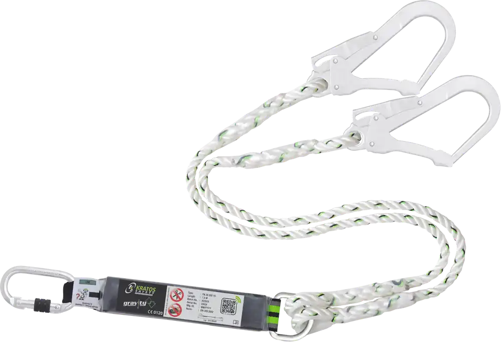 Versand Am Gleichen Tag Kratos Safety Y-Verbindungsmittel mit Falldämpfer gedrehtes Seil 1,50 m