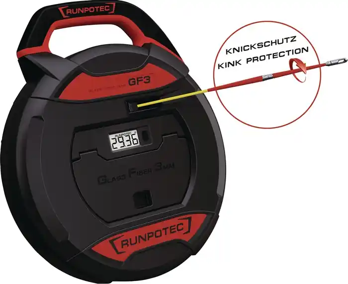 Markenware Kabeleinziehgerät GF3 Band-L.20m Biege-R.38mm m.Meterzähler RUNPOTEC
