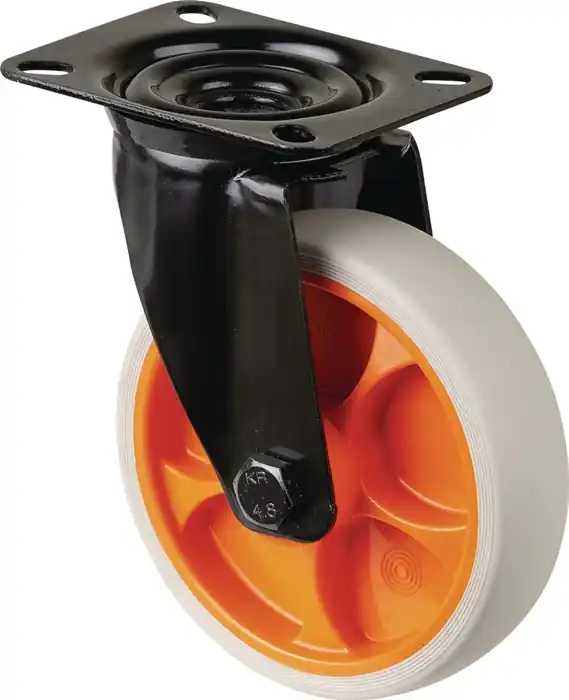 Neu Im Sortiment Lenkrolle D.125mm Trgf.120kg Lenkrollen Gum.Platte L104xB80mm Farbe Rl.hellgrau