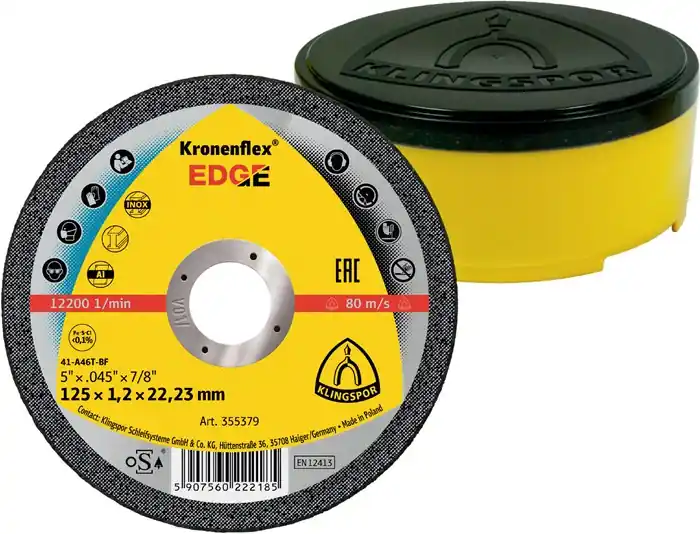 Top-Angebot Trennscheibe EDGE D125x1,2mm ger.INOX Bohr.22,23mm KLINGSPOR VE: 25 Stück