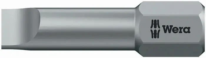 Bit 800/1 TZ f.Schlitzschrauben 5,5mm L.25mm 1/4 Zoll C6,3 1mm zähhart,TZ WERA VE: 10 Stück Top-Preis