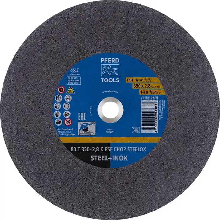 Preiswert Trennscheibe PSF CHOP STEELOX D350x2,8mm ger.Stahl/INOX Bohr.25,4mm PFERD VE: 10 Stück