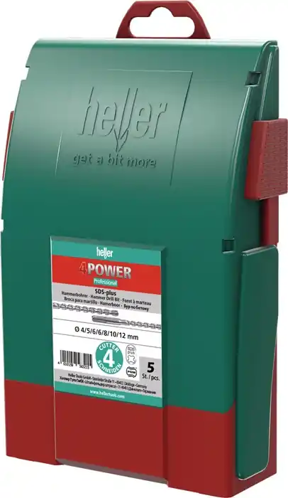 Echt Hammerbohrersatz 4Power 7-tlg.SDS-plus Ku.-Box HELLER