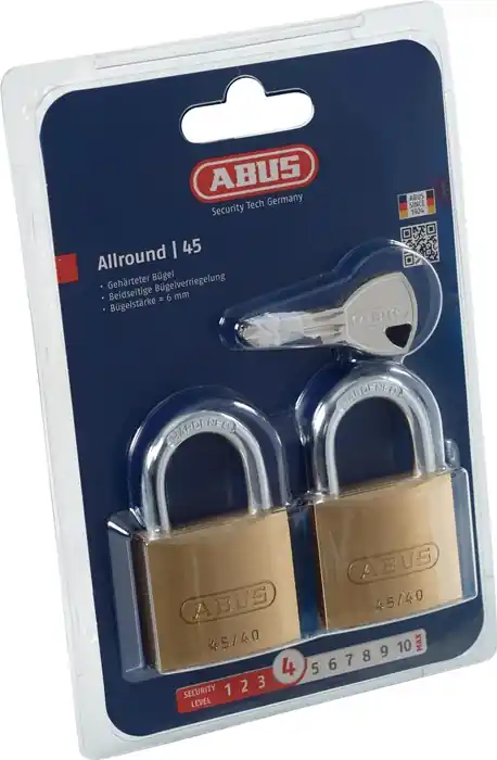Zylindervorhangschloss 45/40 Twins B/SB Schlosskörper-B.39mm MS gl.ABUS Garantierte Lieferung