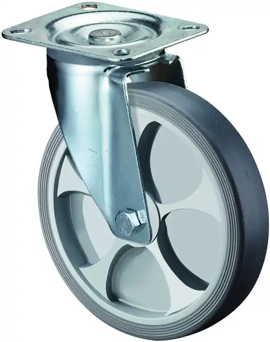 Lenkrolle D.100mm Trgf.110kg thermopl.Ku.Platte L104xB80mm BS ROLLEN Top-Angebot