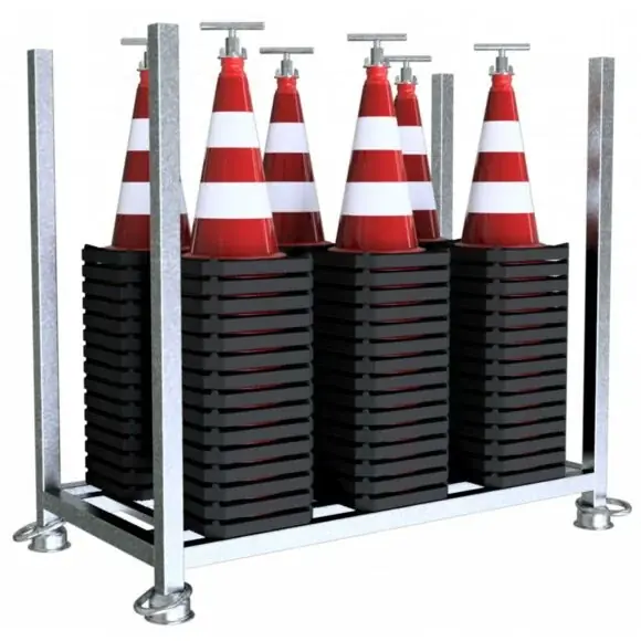 Leitkegel Set - 90 Stck. Leitkegel RA1/A 500 mm BASt gepr., 2-tlg. im Gestell Sonderaktion