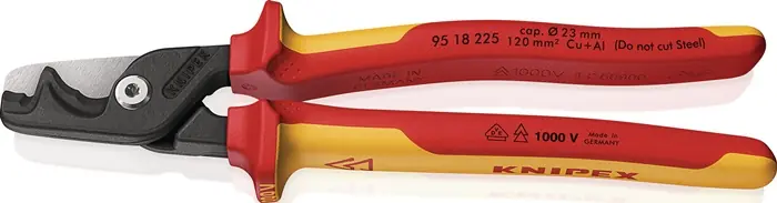 Highlight Kabelschere StepCut® XL L.225mm Kopf brün.VDE Mehrkomp.-Hüllen KNIPEX