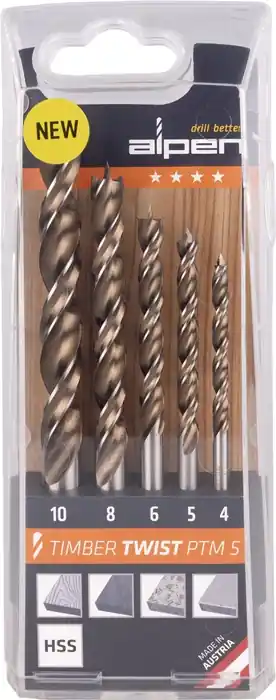 Holzspiralbohrersatz TIMBER TWIST 5-tlg.D.4,5,6,8,10mm ALPEN Bestpreis