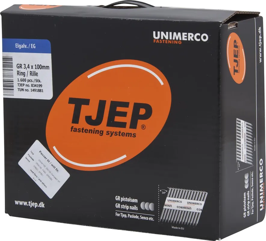 TJEP GR34/100 Rillennagel verzinkt D-Kopf Maxi-Box 1.600 Stk. Garantierte Lieferung