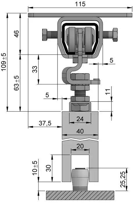 Schiebetorgarnitur SP300D101 verzinkt,blau L.2000mm Saisonangebot
