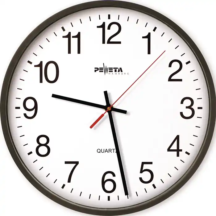 Markenprodukt Wanduhr Quarzuhr Ku.schwarz D.250mm 1,5V arabische Zahlen PEWETA