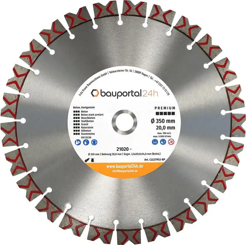Meistverkauft Premium-Diamantscheibe Ø350mm 20mm für Beton Universal