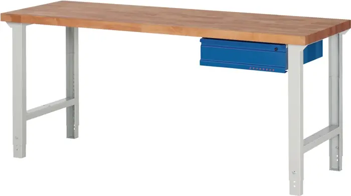 Werkbank Ser.BK 650 B2000xT700xH790-1140mm Buche massiv grau/blau 1 Schubl.TW Versand Am Gleichen Tag